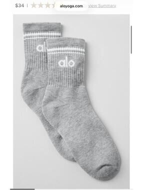 Alo Yoga Unisex Half-Crew Throwback Socks Heather Grey/White Size M